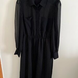 Rachel Zoe Black Long Sleeve Bishop Collar Dress